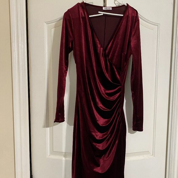 DIRASS Red Wine Cocktail Dress - Picture 1 of 2